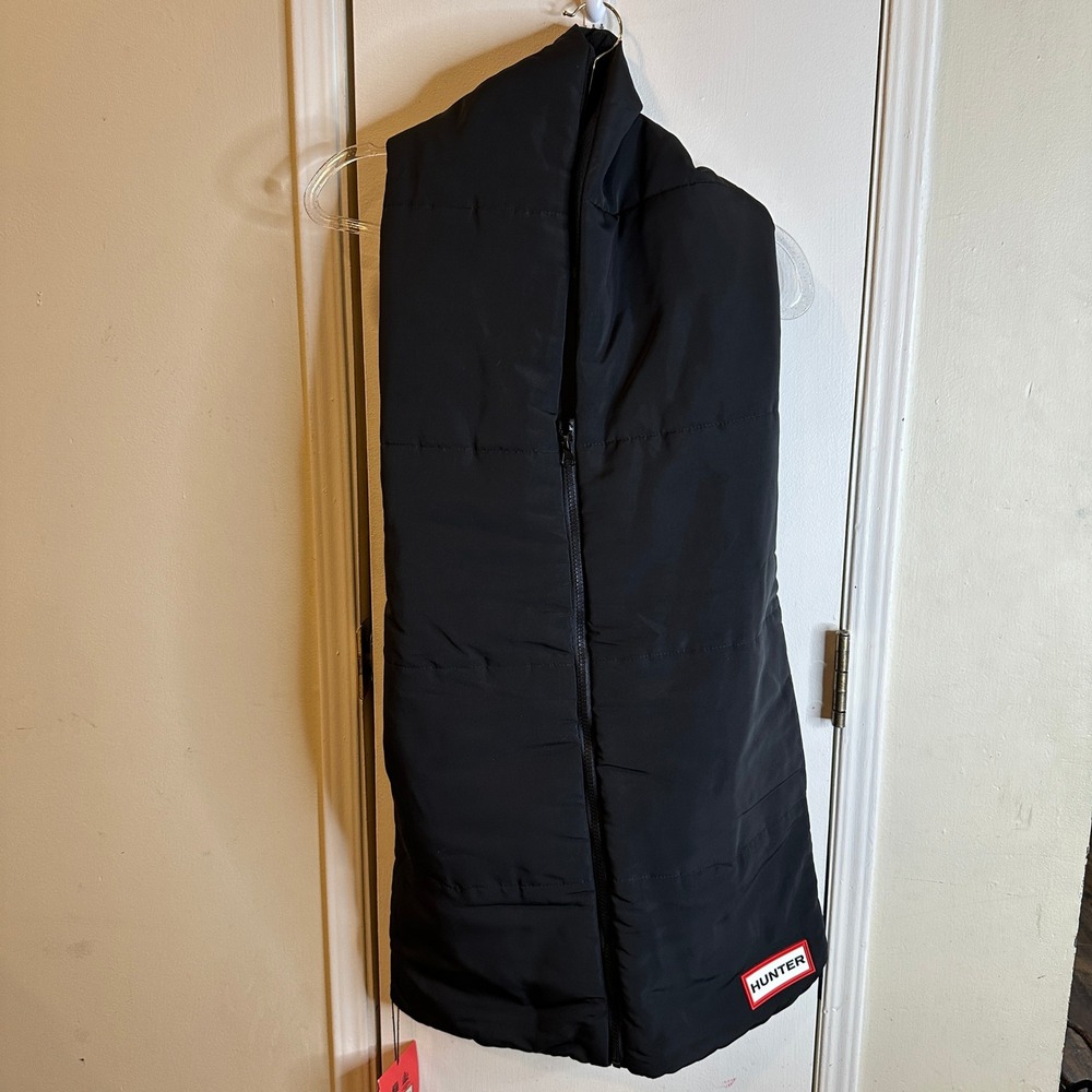 Hunter Black Quilted Puffer Scarf Fleece Lined Zip Up Insulated Neck Warmer